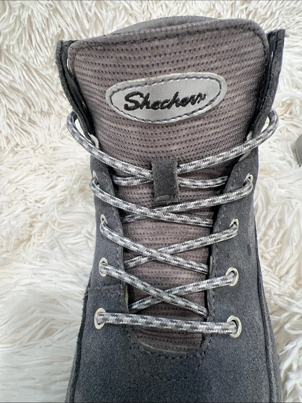 Skechers Women’s Charcoal Gray Suede Lace-Up Hiking Boots